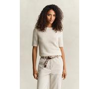 GANT Damen Kurzarmpullover aus Alpakawollgemisch (S) LIGHT BEIGE MELANGE
