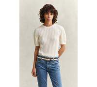 GANT Damen Kurzarmpullover aus Baumwolle mit Zopfmuster (XXL) CREAM