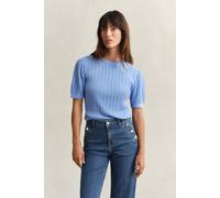 GANT Damen Kurzarmpullover aus Baumwolle mit Zopfmuster (XXL) HYDRANGEA Blau