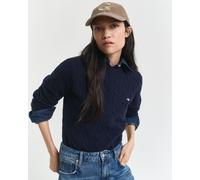 GANT Damen Lambswool Zopfstrick Rundhalspullover (XXL) EVENING Blau