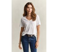 GANT Damen Leinen T-Shirt mit V-Ausschnitt (XXL) Weiß