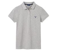 GANT Damen Poloshirt - MD. Summer Pique, Halbarm, Knopfleiste, Logo, einfarbig Grau XS