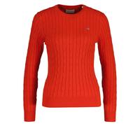 GANT Damen Pullover - STRETCH COTTON CABLE C-NECK, Rundhals, Zopfstrick, Logo Rot (Perfect Red) 3XL