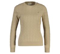 GANT Damen Pullover - STRETCH COTTON CABLE C-NECK, Rundhals, Zopfstrick, Logo Beige (Oat) / S S Beige