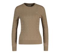 GANT Damen Pullover - STRETCH COTTON CABLE C-NECK, Rundhals, Zopfstrick, Logo Beige / XL XL Beige