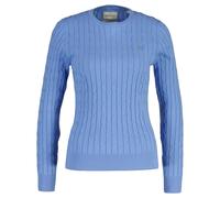 GANT Damenpullover – Stretch Cotton Cable C-Neck, Rundhals, Zopfstrick, Logo, Blau 2XL
