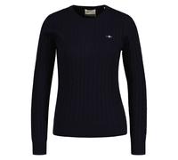 GANT Damen Pullover - STRETCH COTTON CABLE C-NECK, Rundhals, Zopfstrick, Logo Blau XS