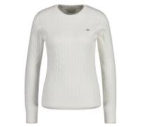 GANT Damen Pullover - STRETCH COTTON CABLE C-NECK, Rundhals, Zopfstrick, Logo Ecru 3XL