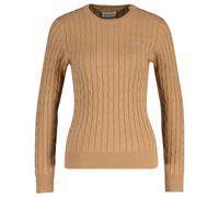 GANT Damen Pullover - STRETCH COTTON CABLE C-NECK, Rundhals, Zopfstrick, Logo Hellbraun / S S Braun