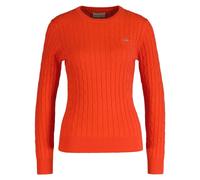GANT Damen Pullover - STRETCH COTTON CABLE C-NECK, Rundhals, Zopfstrick, Logo Orangerot 2XL