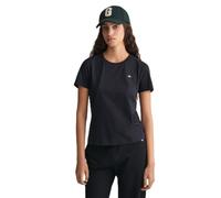 T-Shirt GANT "REG SHIELD KA T-SHIRT", Damen, Gr. XXL, schwarz, Jersey, Obermaterial: 100% Baumwolle, unifarben, normal hüftlang, Rundhals, abgesteppt, Shirts T-Shirt, mit einer kleinen aufgestickten W