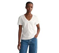 GANT Damen REG Shield SS V-Neck T-Shirt, White, 3XL