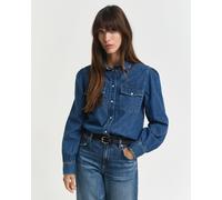GANT Damen Regular Fit Jeansbluse mit Puffärmeln (36) INDIGO