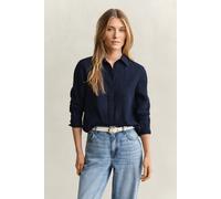 GANT Damen Regular Fit Leinen Bluse (34) EVENING Blau