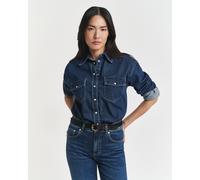 GANT Damen Relaxed Fit Jeansbluse mit Tasche (46) DARK Blau WORN IN