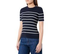 GANT Damen Ribbed Breton C-Neck Pullover, Evening Blue, S