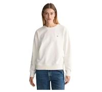 Sweatshirt GANT "SHIELD C-NECK SWEAT", Damen, Gr. XL, weiß (eggshell), Sweatware, Obermaterial: 87% Baumwolle, 13% Polyester, casual, Rundhals, Sweatshirts, Grafische GANT-Stickerei auf der Brust (818