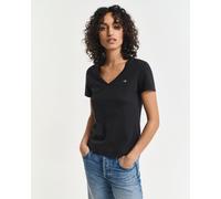GANT Damen Reg Shield V-Neck T-Shirt, Schwarz, S EU