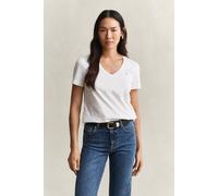 GANT Damen T-Shirt Reg Shield V-Ausschnitt Kurzarm Weiß XL