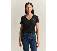 GANT Damen Shield V-Neck T-Shirt (XS) Schwarz