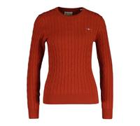 GANT Damen Pullover - STRETCH COTTON CABLE C-NECK, Rundhals, Zopfstrick, Logo Rot (Modern Rust) L
