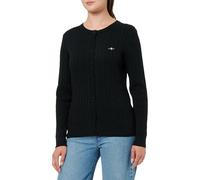 GANT Damen Strickjacke aus Stretch-Baumwolle mit Zopfmuster (L) Schwarz Grau