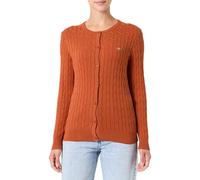 Gant Damen Strickjacke mit Zopfmuster STRETCH COTTON CABLE CARDIGAN Slim Fit, rost, Gr. L