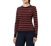 Gant Damen Stretch Cotton Cable Stripe C-Neck Pullover