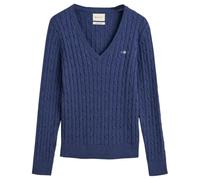GANT Damen Stretch Cotton Cable V-Neck Pullover, Dusty Navy, X-Small