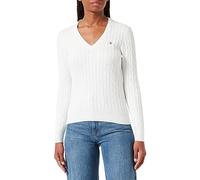 Gant Damen Stretch Cotton Cable V-Neck Pullover, Eggshell, M EU