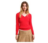 GANT Damen Stretch Cotton Cable V-Neck Pullover, Ruby RED, XS