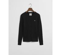 GANT Damen Strickjacke aus Stretch-Baumwolle mit Zopfmuster (S) Schwarz
