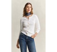 GANT Damen Strickjacke aus Stretch-Baumwolle mit Zopfmuster (XL) EGGSHELL
