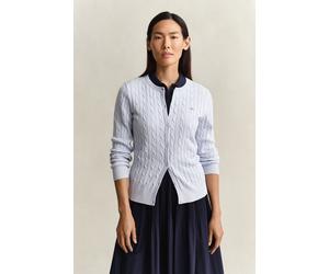 GANT Damen Strickjacke aus Stretch-Baumwolle mit Zopfmuster (XS) LIGHT Blau