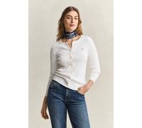 GANT Damen Strickjacke aus Stretch-Baumwolle mit Zopfmuster (XXL) EGGSHELL