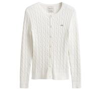 GANT Damen Strickjacke - STRETCH COTTON CABLE CARDIGAN, Zopfstrick, Logo Weiß 3XL