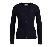 GANT Damen Strickjacke - STRETCH COTTON CABLE CARDIGAN, Zopfstrick, Logo Blau L