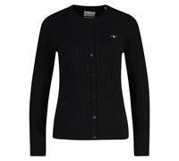 GANT Damen Strickjacke aus Stretch-Baumwolle mit Zopfmuster (S) Schwarz Grau