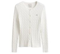 GANT Damen Strickjacke - STRETCH COTTON CABLE CARDIGAN, Zopfstrick, Logo Weiß 3XL
