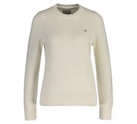 GANT Damen Strickpullover - CLASSIC COTTON C-NECK, Rundhals, Feinstrick, Baumwolle Creme / L L Champagner