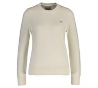 GANT Damen Strickpullover - CLASSIC COTTON C-NECK, Rundhals, Feinstrick, Baumwolle Creme XL