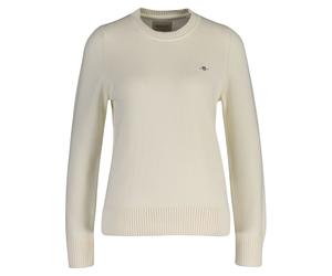 GANT Damen Strickpullover - CLASSIC COTTON C-NECK, Rundhals, Feinstrick, Baumwolle XL Champagner