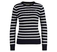 GANT Damen Strickpullover, gestreift - STRETCH COTTON CABLE STRIPE C-NECK Blau M