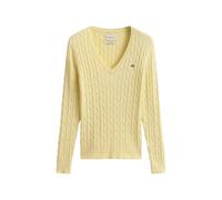 Gant Damen Strickpullover mit Zopfmuster Slim Fit, vanille, Gr. L