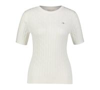 Gant Damen Strickpullover STRETCH COTTON CABLE C-NECK, offwhite, Gr. S