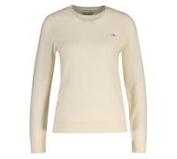GANT Damen Strickpullover - WOOL COTTON C-NECK, Wolle, Rundhals Creme / XL XL Weiß