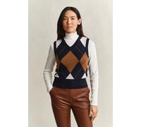 GANT Damen Strickpullunder aus Wolle mit Argyle-Muster (XXL) EVENING Blau