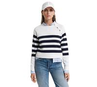 GANT Damen Striped Gold Button C-Neck Sweat Sweatshirt, Eggshell, XS