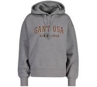 GANT Damen Sweatshirt - D1. USA Hoodie, Kapuzen-Pullover, Logo Stickerei Grau 2XL
