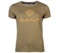 GANT Damen T-Shirt - D1 Color Lock Up T-Shirt, Rundhals, kurzarm, Baumwolle, Print, einfarbig XS Grün